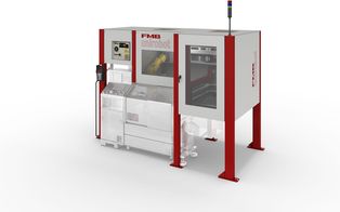 unirobot PORTAL P - A compact automation cell in the form of an overhead installation above a lathe, with drawer system for taking 2, 3, 4 or 5 workpiece carriers in formats of up to max. 600 x 400 mm.