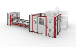 unirobot WTUF pro - An automation cell with circulating conveyor workpiece carriers in formats of up to max. 800 x 500 mm.
