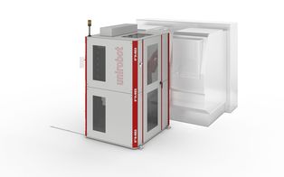 unirobot XP khs - A compact handling system with shelf system for taking up to 15 workpiece carriers in formats of up to max. 600 x 400 mm and automated pallet changer.